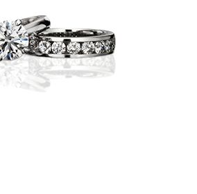 Solitaire ring and diamond band