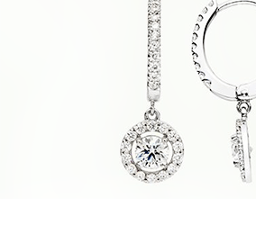 Drop diamond earrings with diamond pavé