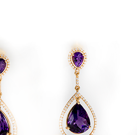 Amethyst and diamond drop earrings