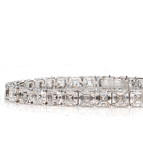 Assher cut diamond tennis bracelet